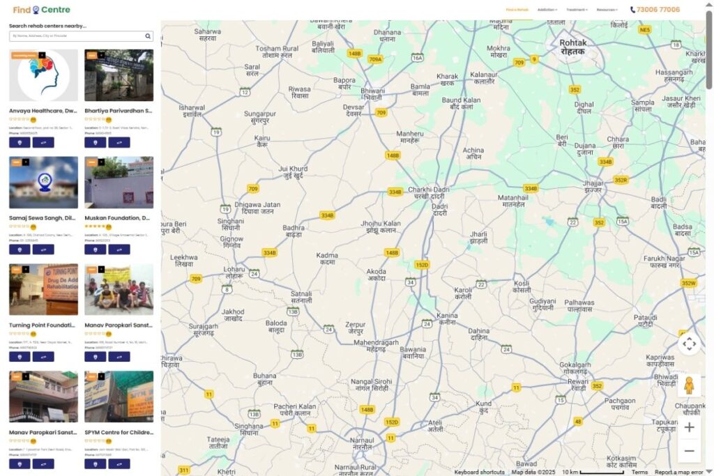 Online rehab centre map in India