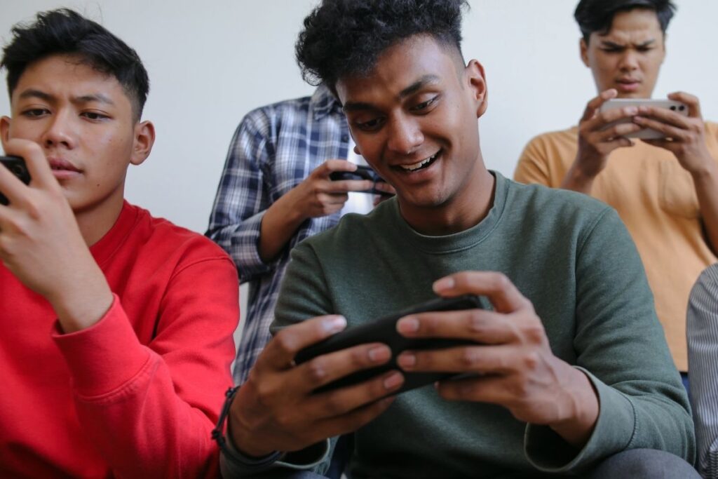 Young Boys enjoying video games 