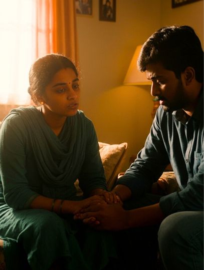 Young woman consoling and supporting a man in distress.