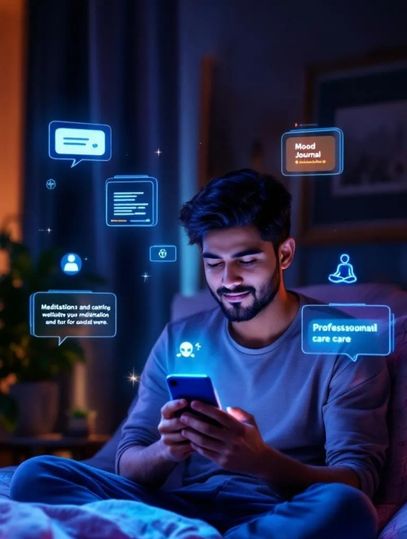 Person engaging in conversation with AI chatbots.