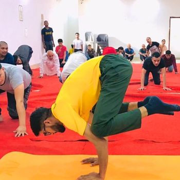 Group yoga session at professional rehabilitation centres in Uttarakhand.