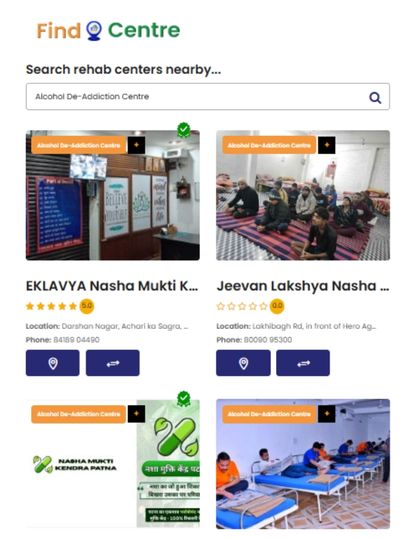 Find a rehab centre portal to narrow down the search