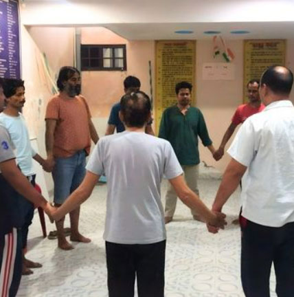 Group therapy session at drug rehab centre in India