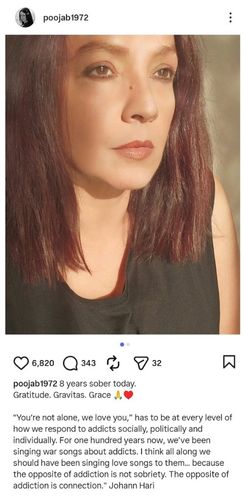 Pooja Bhatt openly sharing her alcoholism recovery journey on Instagram