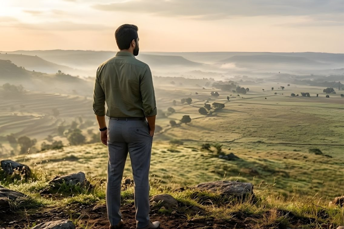A man standing alone with emotional resilience against cravings