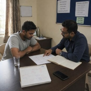 A young individual with counsellor