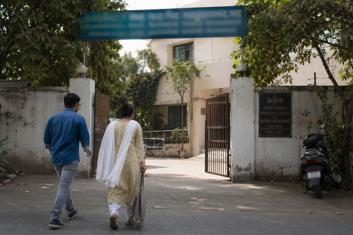 A family walking towards rehab centre.