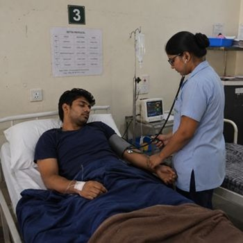 A young adult during his treatment at rehab centre.