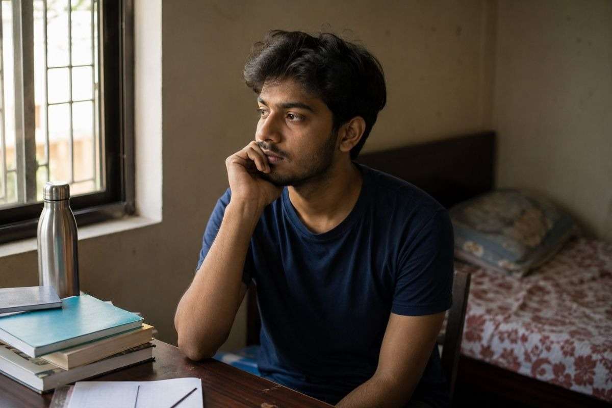 Young person sitting alone with a sad expression, reflecting on emotional struggles during addiction recovery.