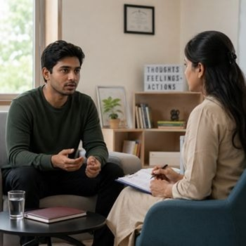 Counsellor guiding recovery at a Nasha Mukti Kendra