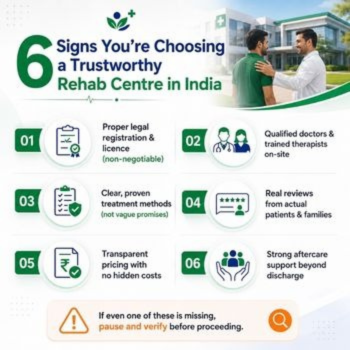 Guide with tips for selecting a Trustworthy Rehab Centre in India.