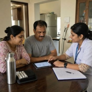 Doctor prescribing medication and therapies at a proper rehab for chronic disease management.