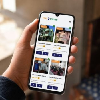 Find Rehab Centres website viewed on a smartphone.